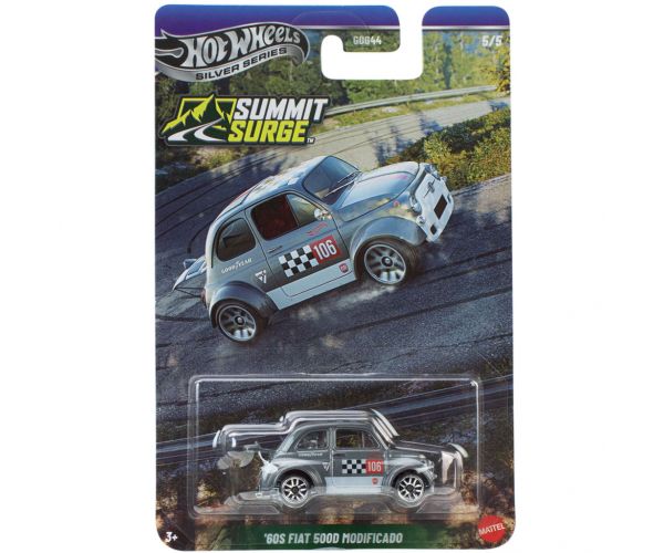 Hot Wheels Silver Series: Fiat 500D modificat din anii 60, mașinuță 1/64 - Mattel