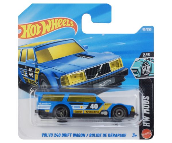 Hot Wheels: Volvo 240 Drift Wagon / Bolid de Derapaj mașinuță albastră 1/64 - Mattel