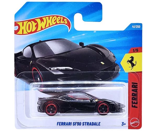 Hot Wheels: mașinuță Ferrari SF90 Stradale neagră 1/64 - Mattel