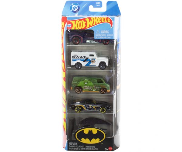 Hot Wheels: set de 5 mașinuțe DC Batman, scara 1/64 – Mattel