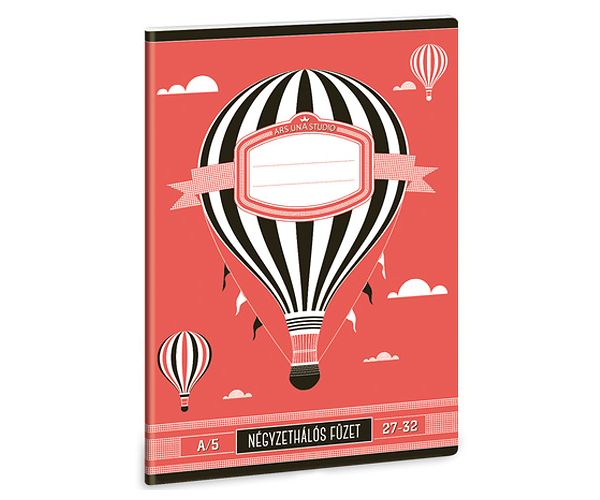 Hőlégballonos kockás füzet A/5