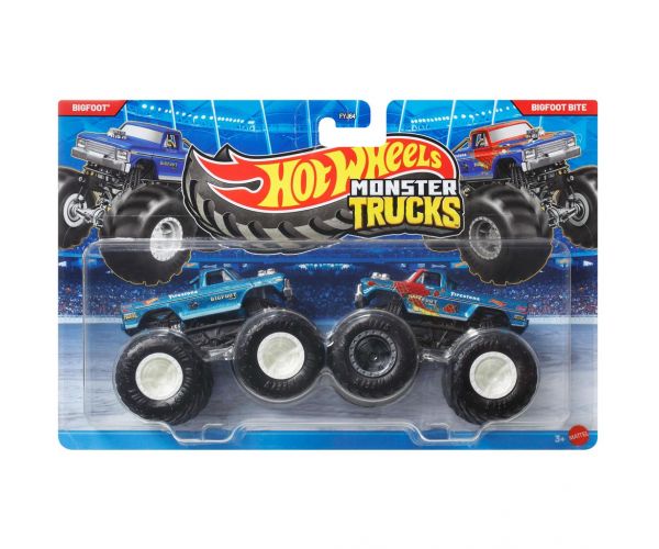 Hot Wheels Camioane Monstru: Bigfoot vs Bigfoot Bite set de 2 mașinuțe 1/64 - Mattel