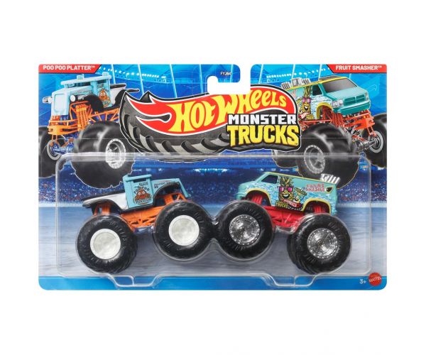 Hot Wheels Camioane Monstru: Poo Poo Platter vs Fruit Smasher set de 2 mașinuțe 1/64 - Mattel