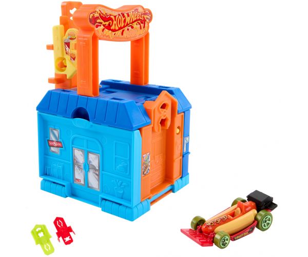 Hot Wheels: City Dine & Go set de bază pistă cu restaurant auto – Mattel