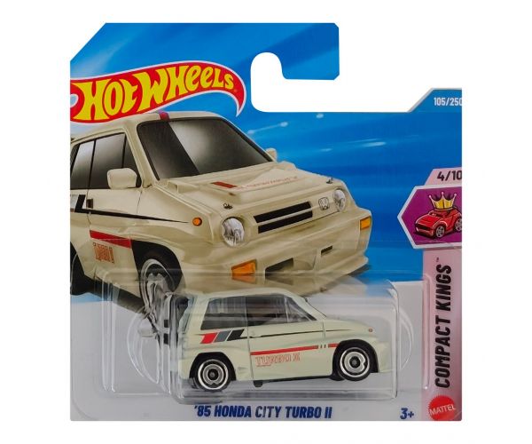 Hot Wheels: Honda City Turbo II din 1985, mașinuță albă 1/64 - Mattel