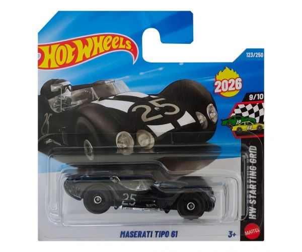 Hot Wheels: Maserati Tipo 61 mașinuță neagră 1/64 - Mattel