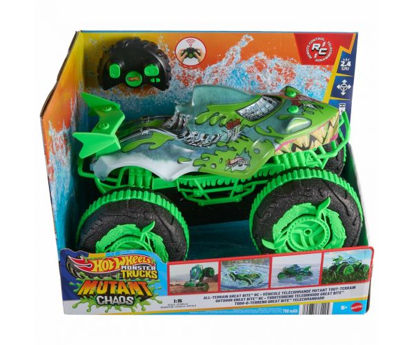 Hot Wheels Monster Trucks Amfibiu cu telecomandă Great Bite 1/15 - Mattel