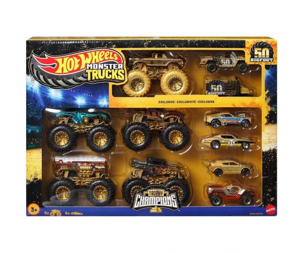 Hot Wheels Monster Trucks: Pachet multiplu cu 11 mașinuțe campioane - Mattel