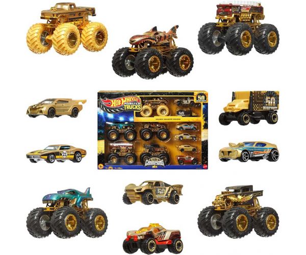 Hot Wheels Monster Trucks: Pachet multiplu cu 11 mașinuțe campioane - Mattel