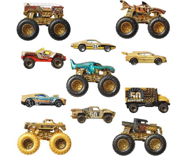 Hot Wheels Monster Trucks: Pachet multiplu cu 11 mașinuțe campioane - Mattel