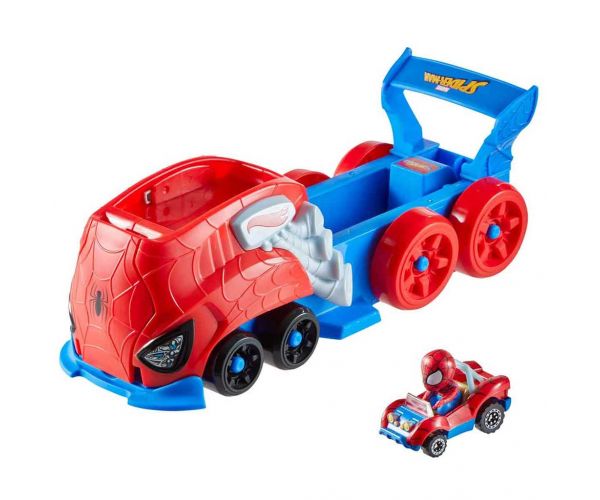 Hot Wheels: RacerVerse Set de pistă cu lansator Spider-Man - Mattel