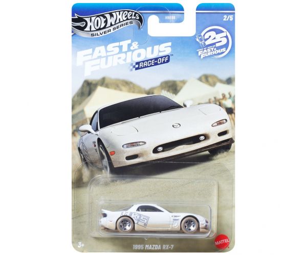 Hot Wheels Seria Silver: Mașinuță 1995 Mazda RX-7 din seria Furios și iute 1/64 - Mattel