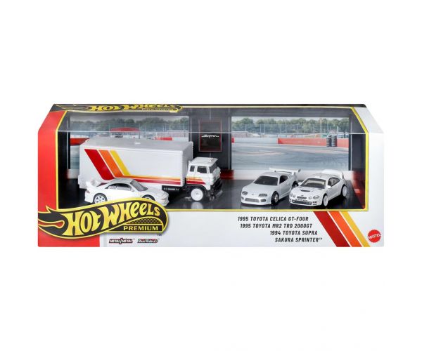 Hot Wheels: Set de mașinuțe de colecție Premium Toyota JDM din anii ’90 – Supra, Celica GT-Four, MR2 TRD și Sakura Sprinter, 1/64 - Mattel