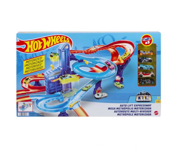 Hot Wheels: Set de pistă Super Serpentină cu 5 mașinuțe - Mattel