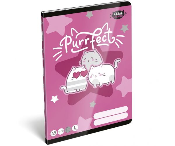 ICO: Lizzysuli Kittok Stars, caiet liniat pentru clasa I, cu imprimeu de pisică, A/5, 14-32