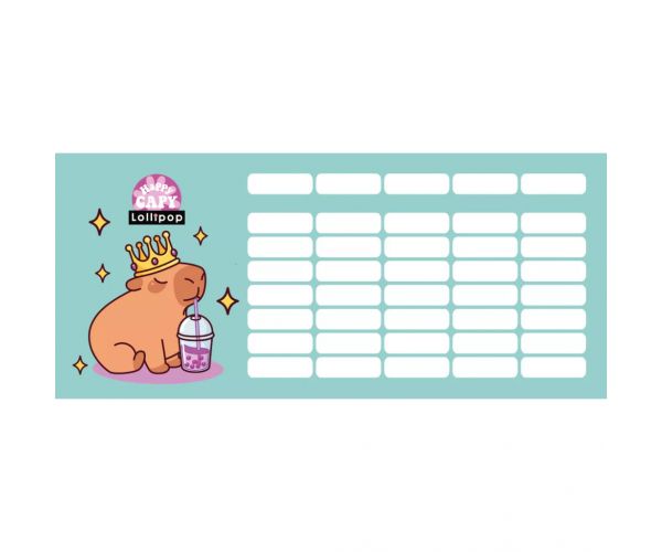 ICO: Lizzysuli Lollipop cu imprimeu Capybara, orar pe o singură pagină, față‑verso