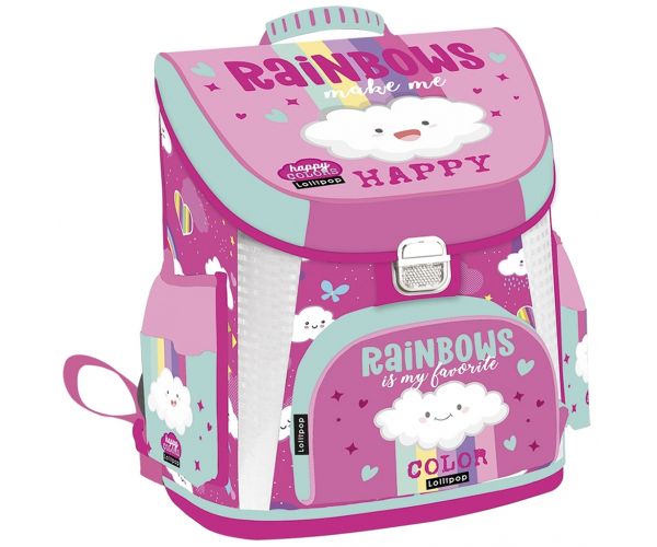 ICO: Lizzysuli Premium Lollipopp Rainbow ghiozdan ergonomic pentru școală, rucsac 39x35x24 cm