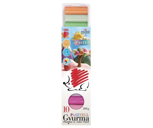 ICO: Plastilină arici în culori pastel, set de 10 bucăți