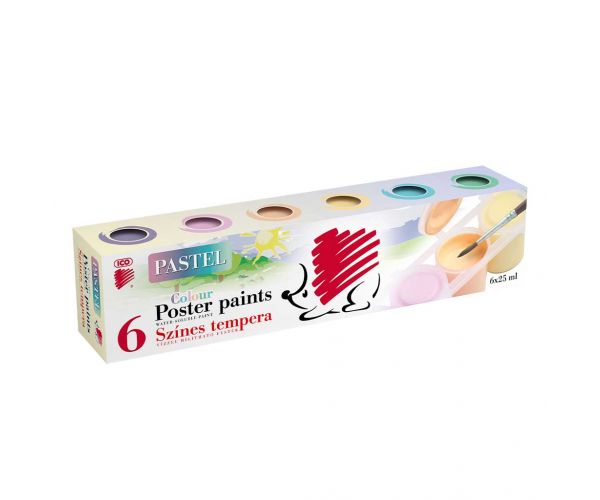 ICO: Süni — tempera în borcănașe, în culori pastelate, 6 x 25 ml