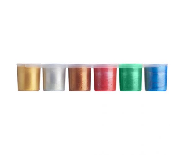 ICO: Süni, tempera în borcănașe, în culori metalizate, 6x25 ml