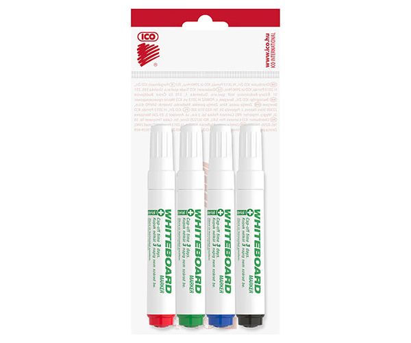 ICO: Antibacterial Whiteboard 11XXL marker set de 4 bucăți