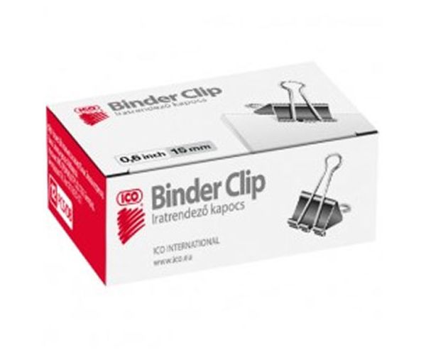 ICO: Binder Clip 15mm 12 bucăţi în cutie