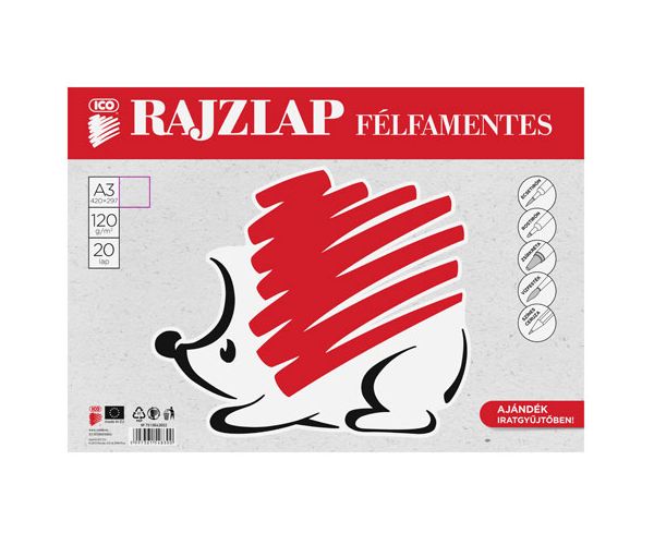 Ico: Süni félfamentes rajzlap A/3-as méretben 20 lap