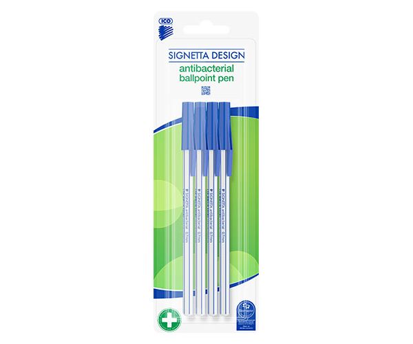 ICO: Signetta Antibacterial set de 4 bucăți pix albastru