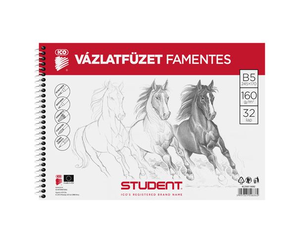 ICO: Student Spirál famentes vázlatfüzet B/5