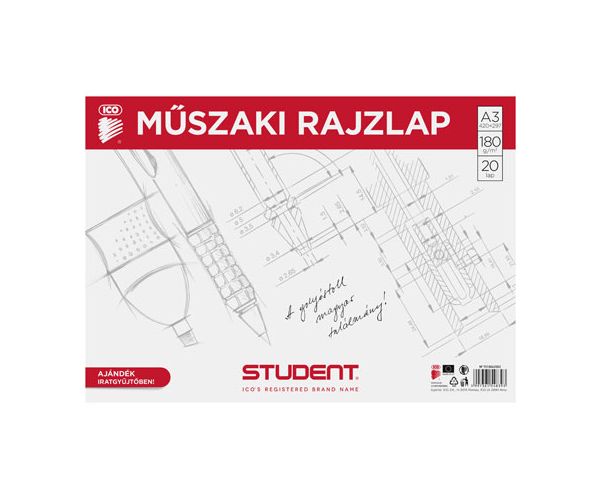 Ico: Student műszaki rajzlap ajándék iratgyűjtőben A/3