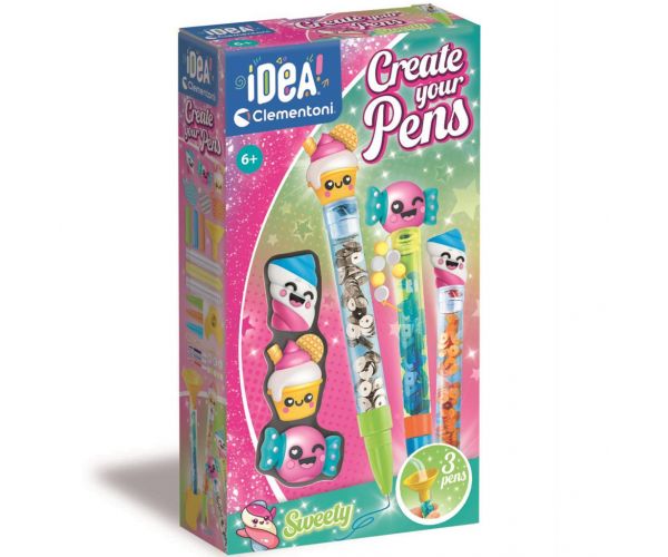 Idea! Set creativ pentru realizarea de pixuri cu imprimeu de dulciuri - Clementoni