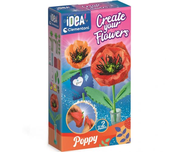 Idea! Set mini pentru confecționat flori - Maci - Clementoni