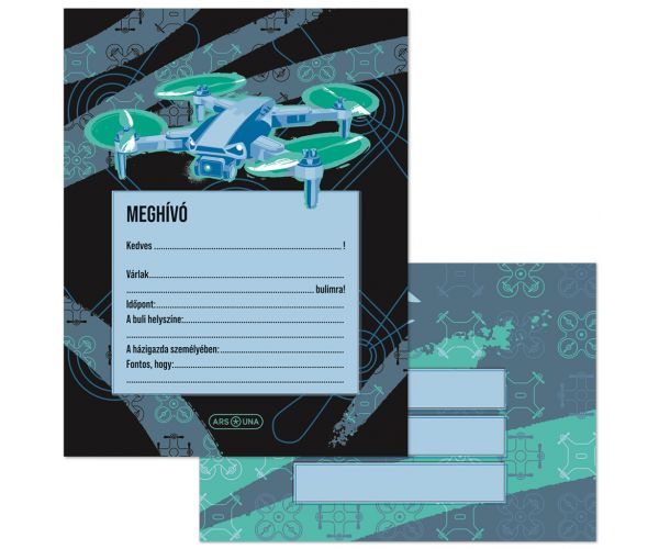 Invitație Ars Una Drone Pro cu plic, set de 10 bucăți