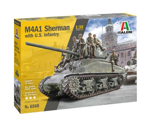 Italeri 1/35 M4A1 SHERMAN tanc cu echipaj american machetă