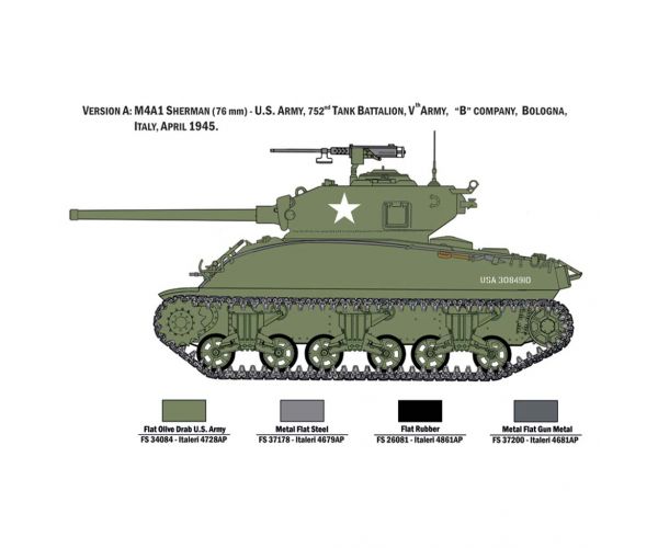 Italeri 1/35 M4A1 SHERMAN tanc cu echipaj american machetă
