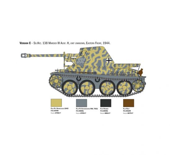 Italeri 1/35 Marder III Ausf. H Sd.Kfz.138 machetă tanc