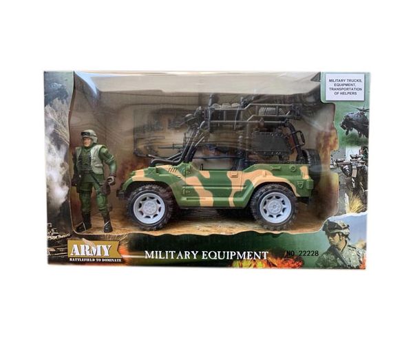 Katonai Jeep figurával és kiegészítőkkel