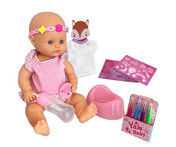 Jenny: Păpușă face pipi set de marker textil lavabil și rochie desenabilă în două versiuni
