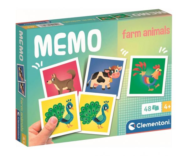 Joc de memorie cu 48 de piese cu animale de fermă - Clementoni