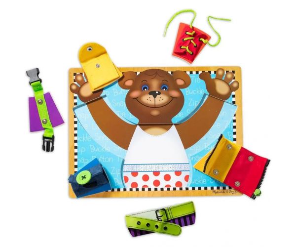 Joc educativ din lemn pentru dezvoltarea abilităților de bază cu ursuleț - Melissa & Doug