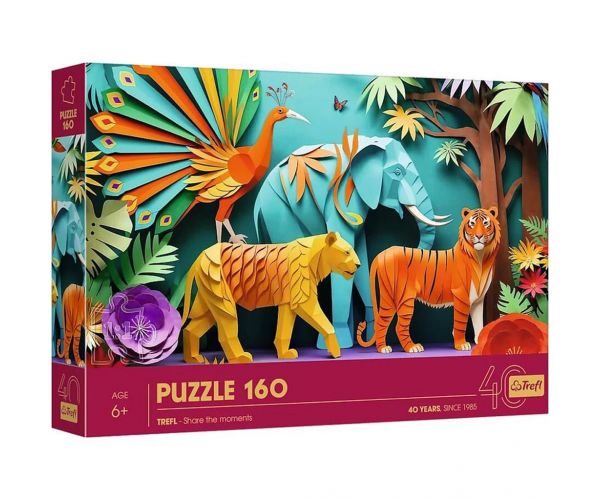 Jubileu de 40 de ani - Artă din hârtie: Puzzle Junglă cu 160 de piese - Trefl