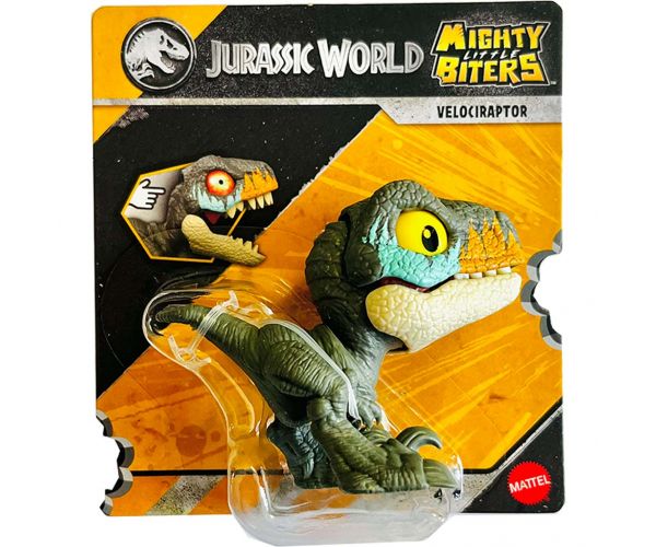 Jurassic World: Figurină mini Velociraptor mușcătoare, verzuie - Mattel