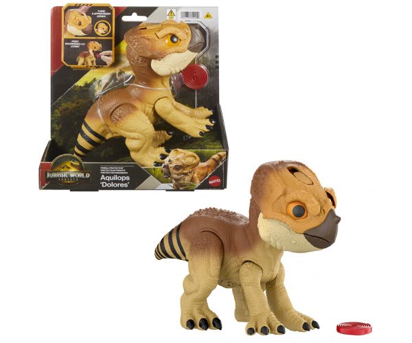 Jurassic World: Renaștere - Figurină interactivă de dinozaur Aquilops Dolores - Mattel