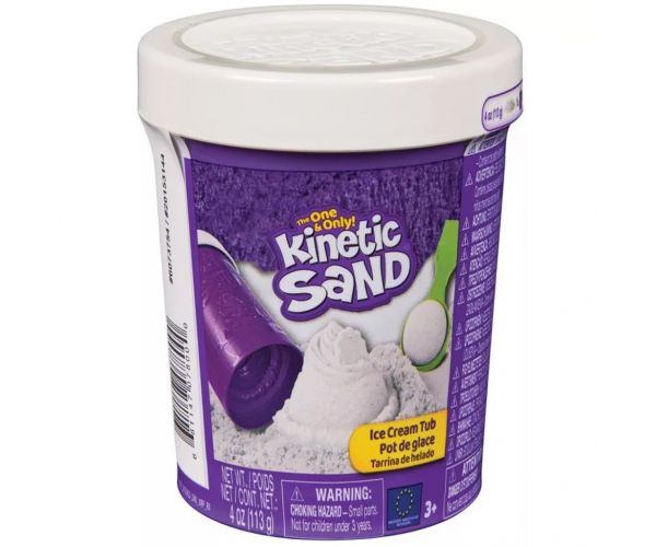 Kinetic Sand: Cutie de înghețată cu nisip modelabil alb - Spin Master