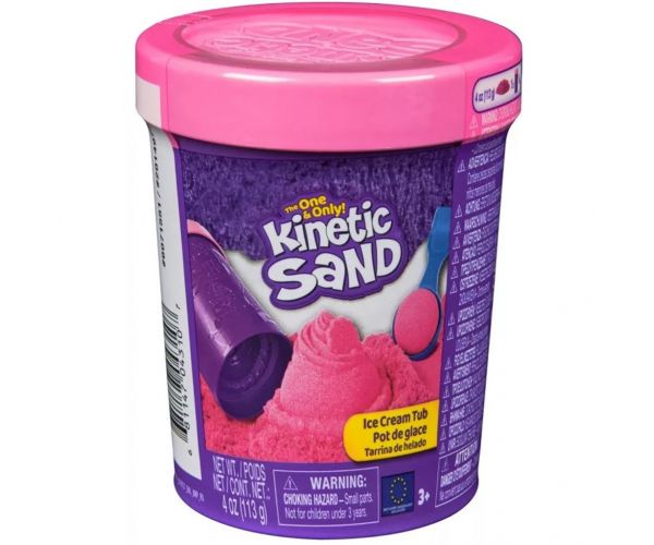 Kinetic Sand: Cutie de înghețată cu nisip modelator roz - Spin Master
