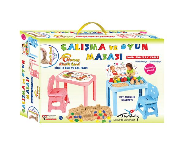 Kinetic Sand: masă de lucru cu scaun care se închide în două culori