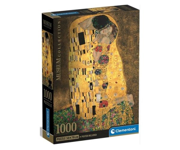 Klimt: Sărutul Museum Collection 1000 bucăți puzzle cu poster - Clementoni