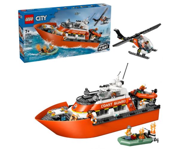 LEGO® City: Barca de salvare a gărzilor de coastă și elicopter (60504)