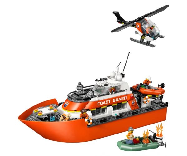LEGO® City: Barca de salvare a gărzilor de coastă și elicopter (60504)