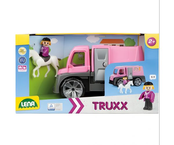LENA: Camion de transport cal roz cu figurină